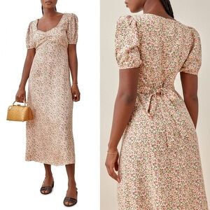 Like New, Reformation Kelby Floral Short Sleeve Midi Dress, Large